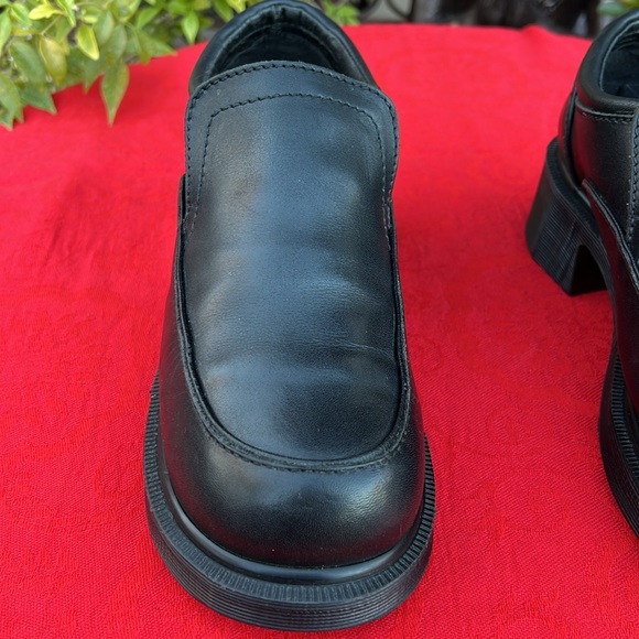 🏴󠁧󠁢󠁥󠁮󠁧󠁿 Vintage Dr. Martens MIE MONO BLACK Chunky Block Heel Loafers UK 5 - Picture 15 of 17